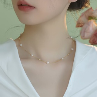 All over the sky star necklace female freshwater pearl 2023 new light extravagant temperament superior sense clavicle chain minority sterling silver necklace