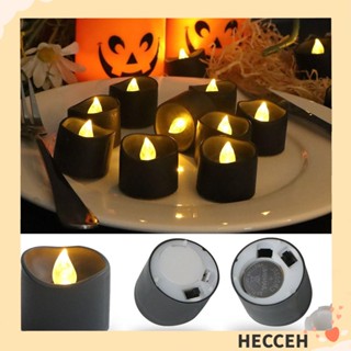 Hecceh เทียนไฟฟ้า Led พลาสติก สีดํา ไร้ควัน แบบพกพา 12 ชิ้น