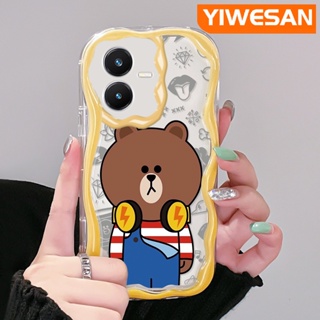 เคสโทรศัพท์มือถือแบบนิ่ม ใส กันกระแทก ลายการ์ตูนหมี สีครีม สําหรับ VIVO Y22 Y22s