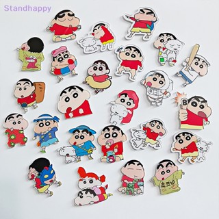 Standhappy ใหม่ เข็มกลัดอะคริลิค ลายการ์ตูนชินจัง หัวใจน่ารัก DIY สําหรับเด็กผู้หญิง 2 ชิ้น