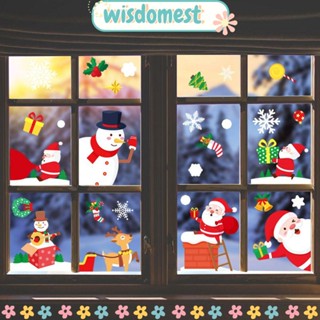 Wisdomest สติกเกอร์โปสเตอร์ ลายซานตาคลอส Merry Christmas สําหรับตกแต่งหน้าต่าง