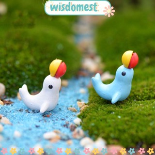 Wisdomest ฟิกเกอร์ปลาโลมา พลาสติก เรซิน สีขาว สีฟ้า DIY สําหรับตกแต่งกระถางต้นไม้ 12 ชิ้น