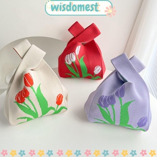 Wisdomest กระเป๋าถือ ผ้าถัก ลายการ์ตูน ความจุสูง ใช้ซ้ําได้ สําหรับนักเรียน