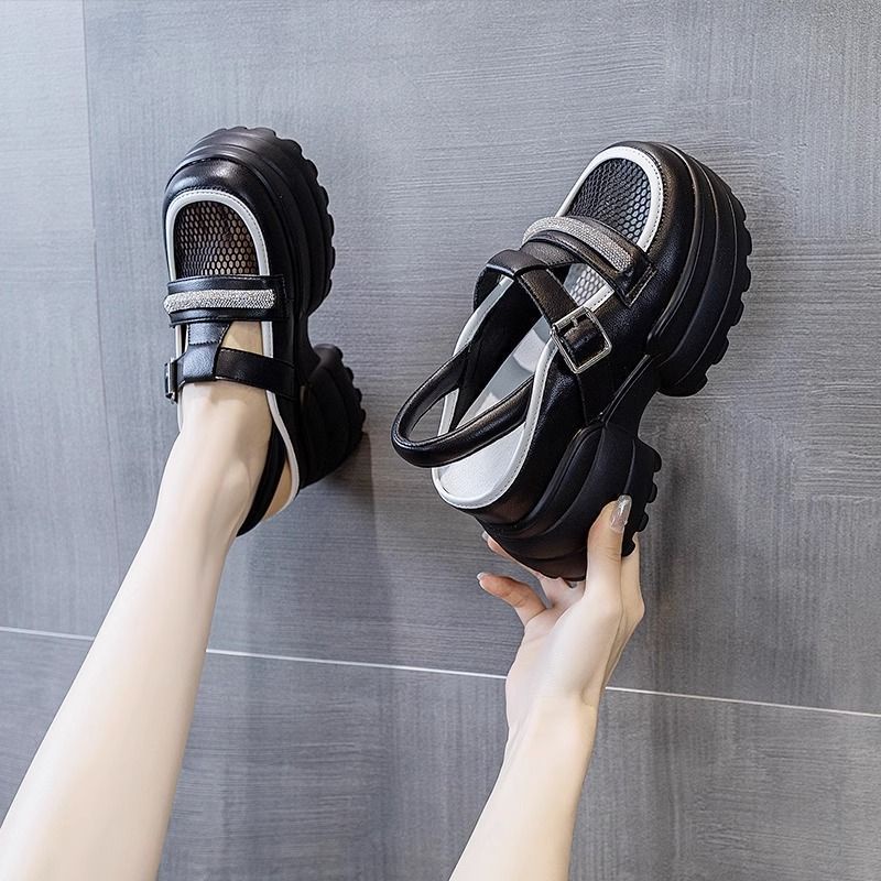 💥รองเท้าส้นตึก รองเท้าแตะแฟชั่น, รุ่นเกาหลีมาใหม่,ส้นสูง 8 ซม 2สี size 35-40💕