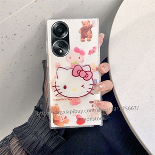 Phone Case OPPO A58 A78 A98 A17 A17k A77s A57 A77 A96 A76 4G 5G เคสโทรศัพท์มือถือแบบนิ่ม กันน้ํา ลายการ์ตูน KT พร้อมขาตั้งน่ารัก สําหรับ