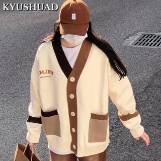 Kyushuad เสื้อกันหนาว เสื้อคาร์ดิแกน คอวี ทรงหลวม สไตล์ญี่ปุ่น