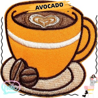 Avocarr สติกเกอร์ผ้าโพลีเอสเตอร์ ปักลาย สําหรับตกแต่งเสื้อผ้า แก้วกาแฟ