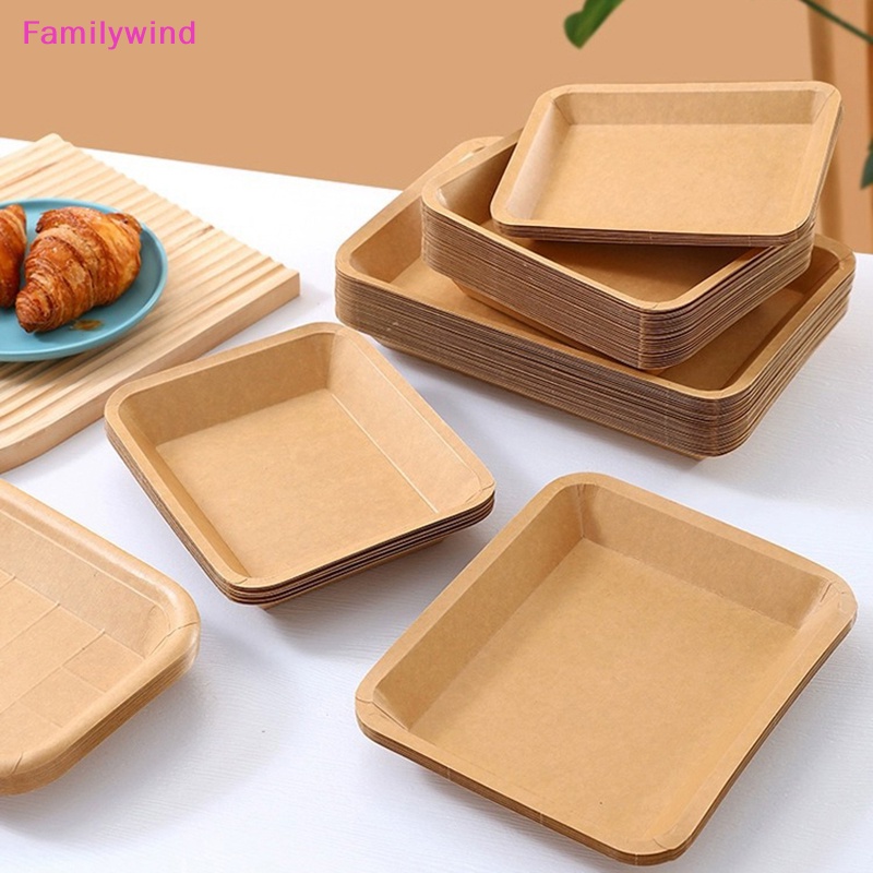 Familywind> จานกระดาษ ทรงสี่เหลี่ยม สําหรับใส่อาหาร เค้ก ขนมหวาน เหมาะกับงานปาร์ตี้วันเกิด งานแต่งงาน 10 ชิ้น