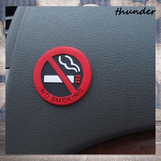 สติกเกอร์ไวนิล ทรงกลม ลาย Thunder No Smoking สีแดง สําหรับตกแต่งรถยนต์