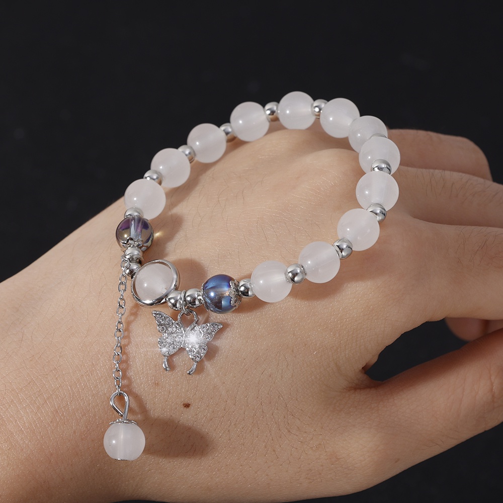 เครื่องประดับ สร้อยข้อมือ ลูกปัด จี้ผีเสื้อ สามารถปรับได้ เหมาะกับของขวัญ สไตล์เกาหลี โบฮีเมียน แฟชั่นสําหรับผู้หญิง Y2K