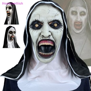 Hoe&gt; หน้ากากยาง รูป The Horror Scary Nun พร้อมผ้าพันคอ สําหรับแต่งคอสเพลย์ฮาโลวีน