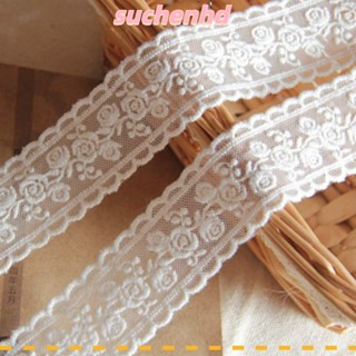 Suchenhd ริบบิ้นลูกไม้, ผ้าฝ้าย สีขาว ขอบลูกไม้, ลูกไม้เย็บผ้า สีขาว DIY