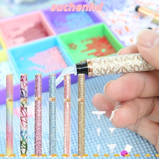 SUCHENHD ปากกาปักครอสติชคริสตัล 5D กันลื่น สําหรับตกแต่งเล็บ DIY