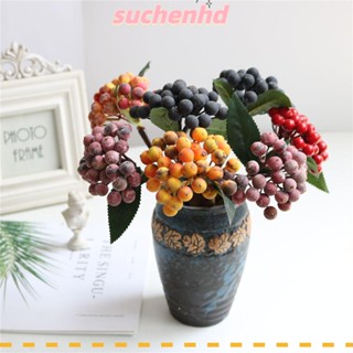 Suchenhd ดอกไม้ประดิษฐ์ 1 ช่อ / 35 ชิ้น โฟมเบอร์รี่ สีแดง สีขาว ขนาดเล็ก