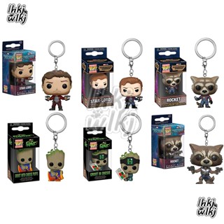 พวงกุญแจ ฟิกเกอร์ Guardians of The Galaxy Funko POP Star Lord Groot Rocket Raccoon Avengers Film Souvenir ของเล่น สําหรับเก็บสะสม