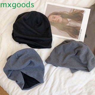 Mxgoods หมวกบีนนี่ ผ้าถัก ยืดหยุ่น สีพื้น สไตล์เกาหลี ฤดูร้อน ฤดูใบไม้ผลิ สําหรับผู้หญิง