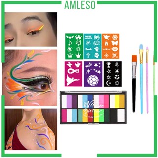 [Amleso] พาเลทสีเพ้นท์ร่างกาย แต่งหน้า สําหรับงานศิลปะ โรงละคร ฮาโลวีน ปาร์ตี้ และคอสเพลย์