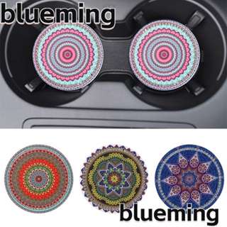 Blueming2 แผ่นยางรองแก้วน้ํา ประดับเพชรเทียม สําหรับตกแต่งภายในรถยนต์