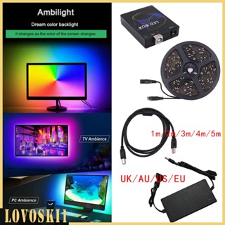 [Lovoski1] แถบไฟ LEDs RGB 5050 พร้อมรีโมตคอนโทรล เปลี่ยนสีได้ พร้อมพาวเวอร์ซัพพลาย 5V สําหรับห้องนอน