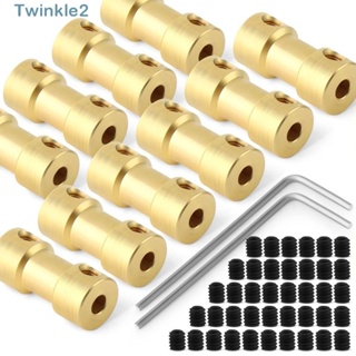 Twinkle อะแดปเตอร์ข้อต่อเชื่อมต่อเพลาทองเหลือง 3 มม. เป็น 4 มม. สีทอง สําหรับรถบังคับ 10 ชิ้น