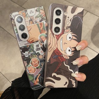 เคสโทรศัพท์มือถือ แบบแข็ง ลายการ์ตูนลูฟี่โซโรน่ารัก พร้อมสายคล้อง สําหรับ Samsung Galaxy Z Fold Z Fold 4 Z Fold 3