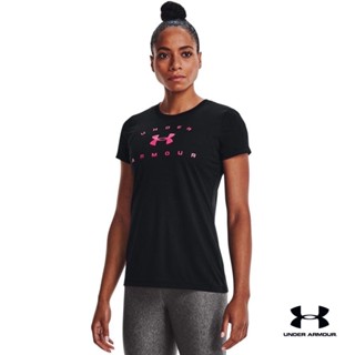 Under Armour UA Womens Tech™ Solid Logo Arch Short Sleeve อันเดอร์ อาร์เมอร์ เสื้อออกกำลังกาย สำหรับเพศหญิง