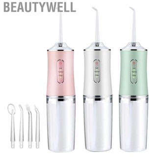 Beautywell Electric Dental Irrigator  Efficient Cleaning Small Size Adjustable Mode Rechargeable Water Flosser with 4 Nozzles for Home Travel Business Trip