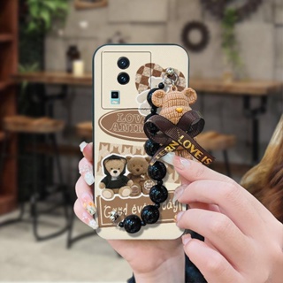 Black pearl pendant protective case Phone Case For VIVO IQOO NEO7/NEO7 SE/NEO7Racing Edition Bear bracelet Back Cover