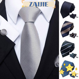 Zaijie24 Cravat เนคไท ผ้าโพลีเอสเตอร์ ทรงสี่เหลี่ยม สไตล์คลาสสิก อุปกรณ์เสริม สําหรับสํานักงาน