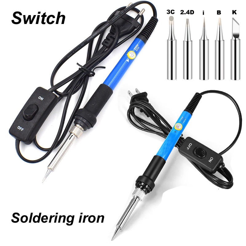 Electric Soldering Iron Adjustable Temperature+Switch 60W EUR/US 220V 110V Welding Solder   Mobile P