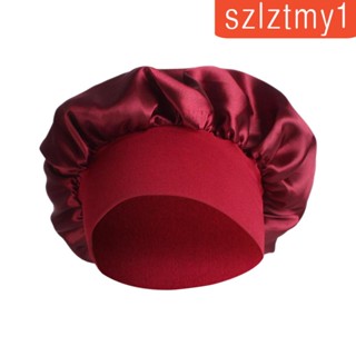 [szlztmy1] หมวกคลุมศีรษะ ผ้าซาติน สีเบจ สําหรับนอนหลับกลางคืน