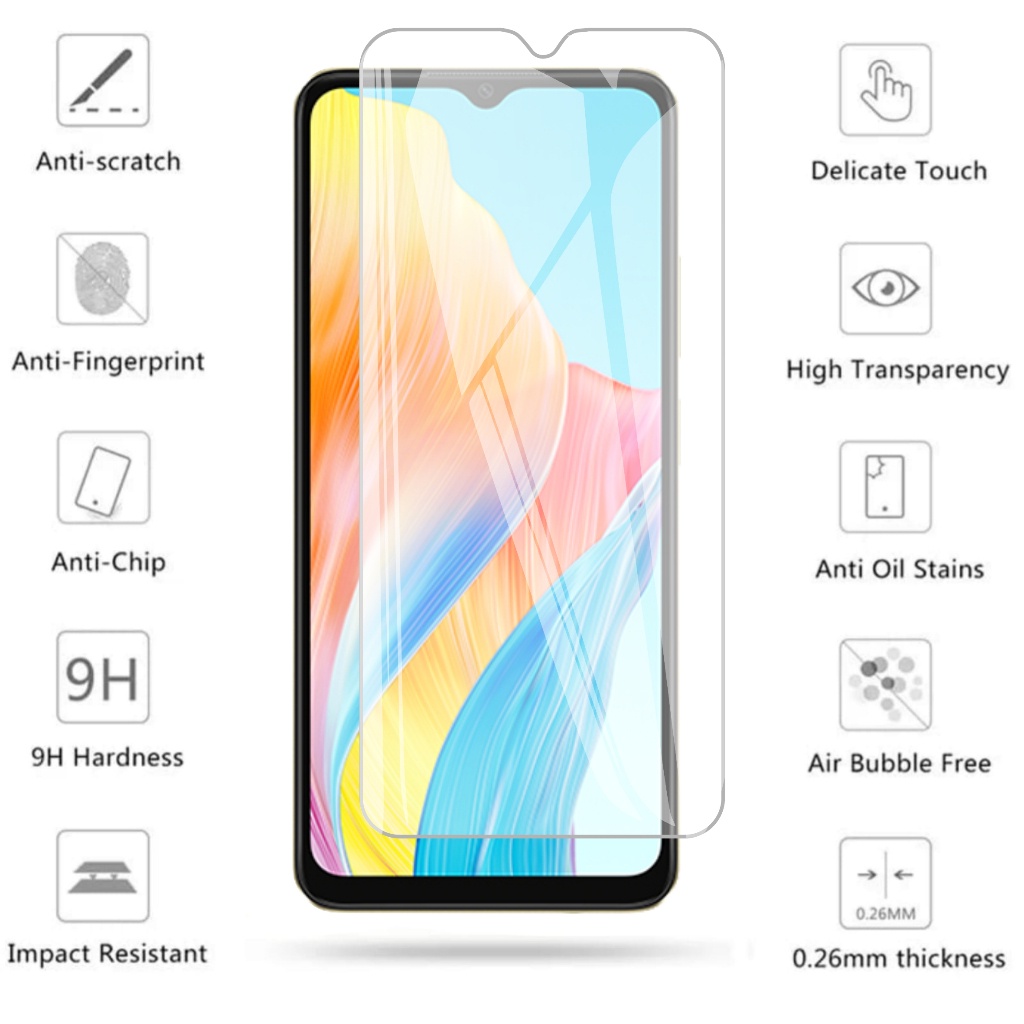 LAYAR กระจกนิรภัย OPPO A18 A38 A98 Anti-Scratch Clear หน้าจอโทรศัพท์มือถือ