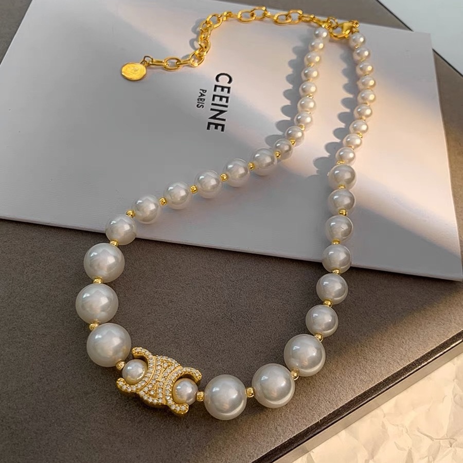 XIYA สร้อยคอโซ่ ประดับไข่มุก และเพชร รูปตัวอักษร หรูหรา แฟชั่นสําหรับผู้หญิง