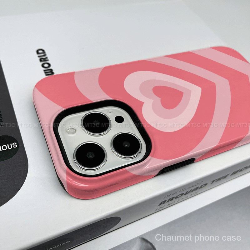 เคสโทรศัพท์มือถือแบบแข็ง ไล่โทนสี ลายหัวใจ สําหรับ Apple Iphone 15 15promax 14 13 2 in 1