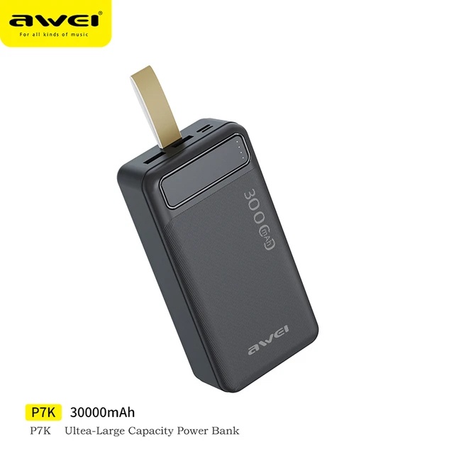 Awei Power Bank 30000MAh Type-C ชาร์จ Powerbank แบบพกพา Batery Charger สำหรับแท็บเล็ตมาร์ทโฟน(P7K)