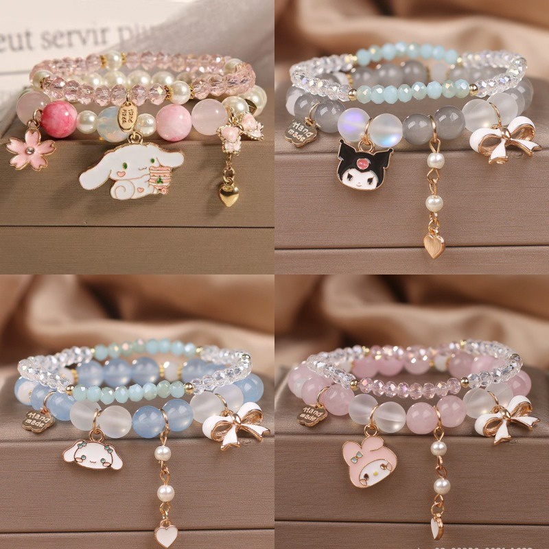 Sanrio Cinnamoroll Kuromi สร้อยข้อมือ มายเมโลดี้ ยืดหยุ่น ปาร์ตี้ งานแต่งงาน มิตรภาพ เครื่องประดับ ของขวัญ