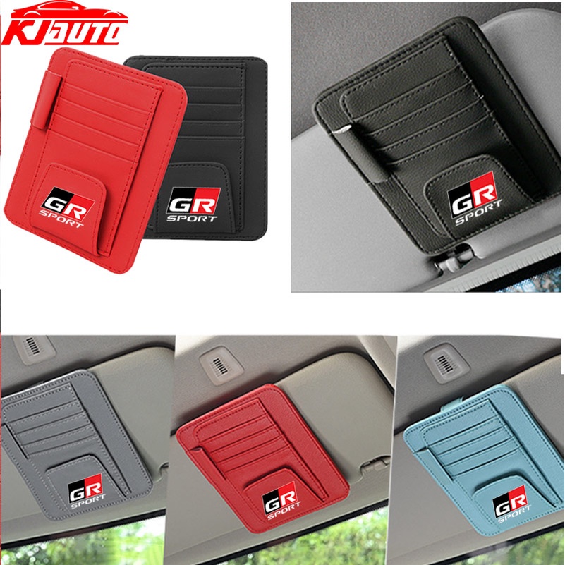 คลิปหนีบแว่นตา แบบหนัง อุปกรณ์เสริม สําหรับรถยนต์ Toyota GR Sport Gazoo Veloz Yaris Ativ Vios Raize Wigo Rush Wish Corolla Cross Veloz