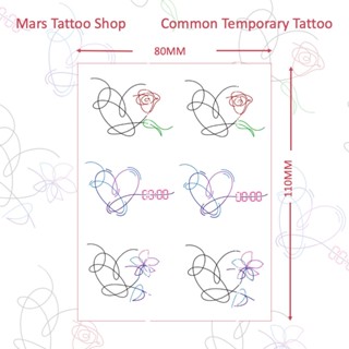 Mars Tattoo สติ๊กเกอร์รอยสักชั่วคราว ติดทนนาน ดีไซน์ดอกไม้ B…