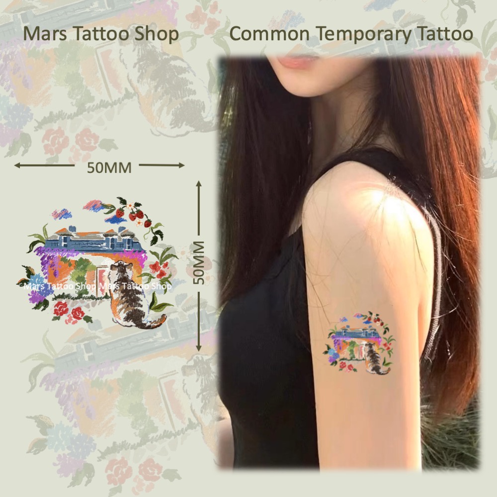 【Mars Tattoo】รอยสักชั่วคราว รอยสักชั่วคราว ลายแมว แมว CMNF003