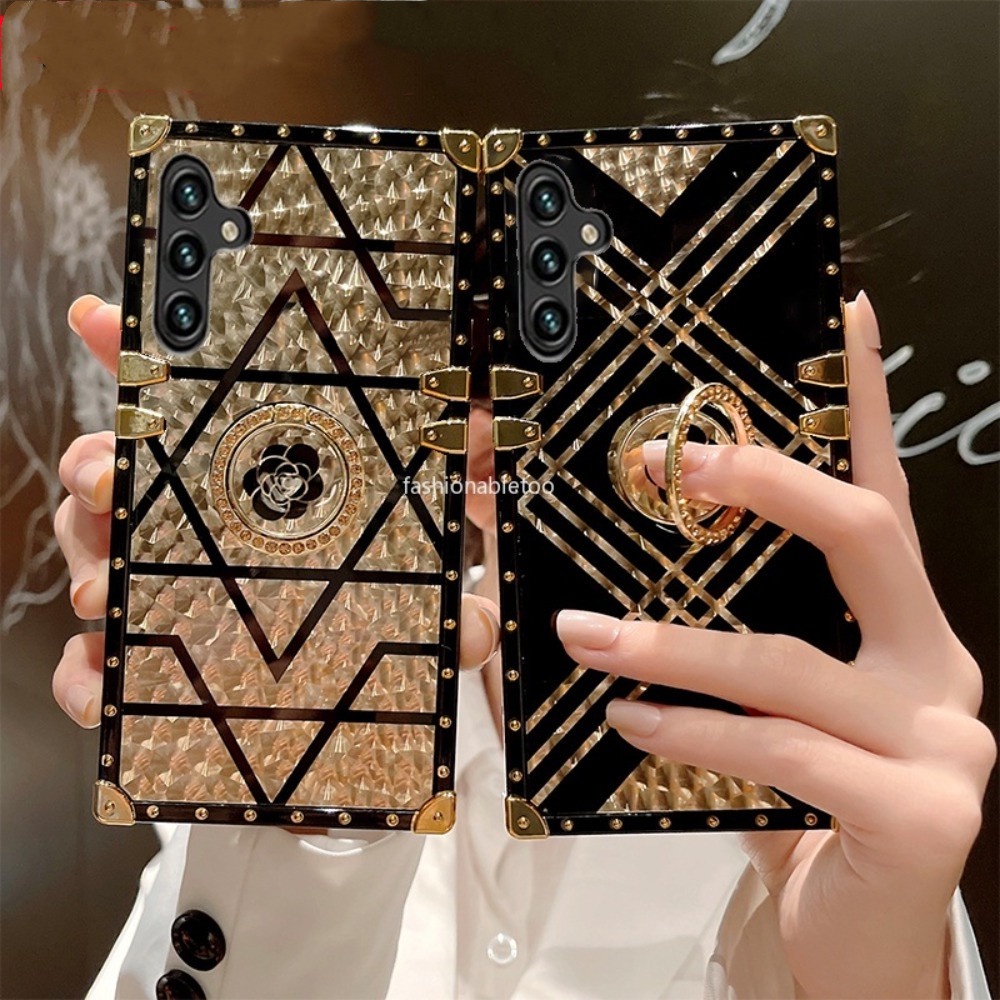 SAMSUNG แฟชั่นแหวนดอกไม้เคสโทรศัพท์สําหรับsamsung Galaxy S21 S22 S23 S24 FE plus Ultra S24FE S24 + S24plus S24Ultra S23FE S22 + S21FE S 24 วงเล็บปลอกกันกระแทกฝาหลัง