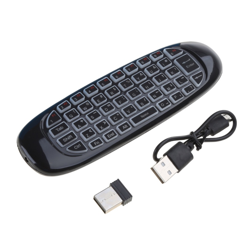 R * Backlit 2 4G Mini คีย์บอร์ด Air Remote Mouse 3D Fly รีโมทคอนโทรล 7 สี Backlight สําหรับ Android 