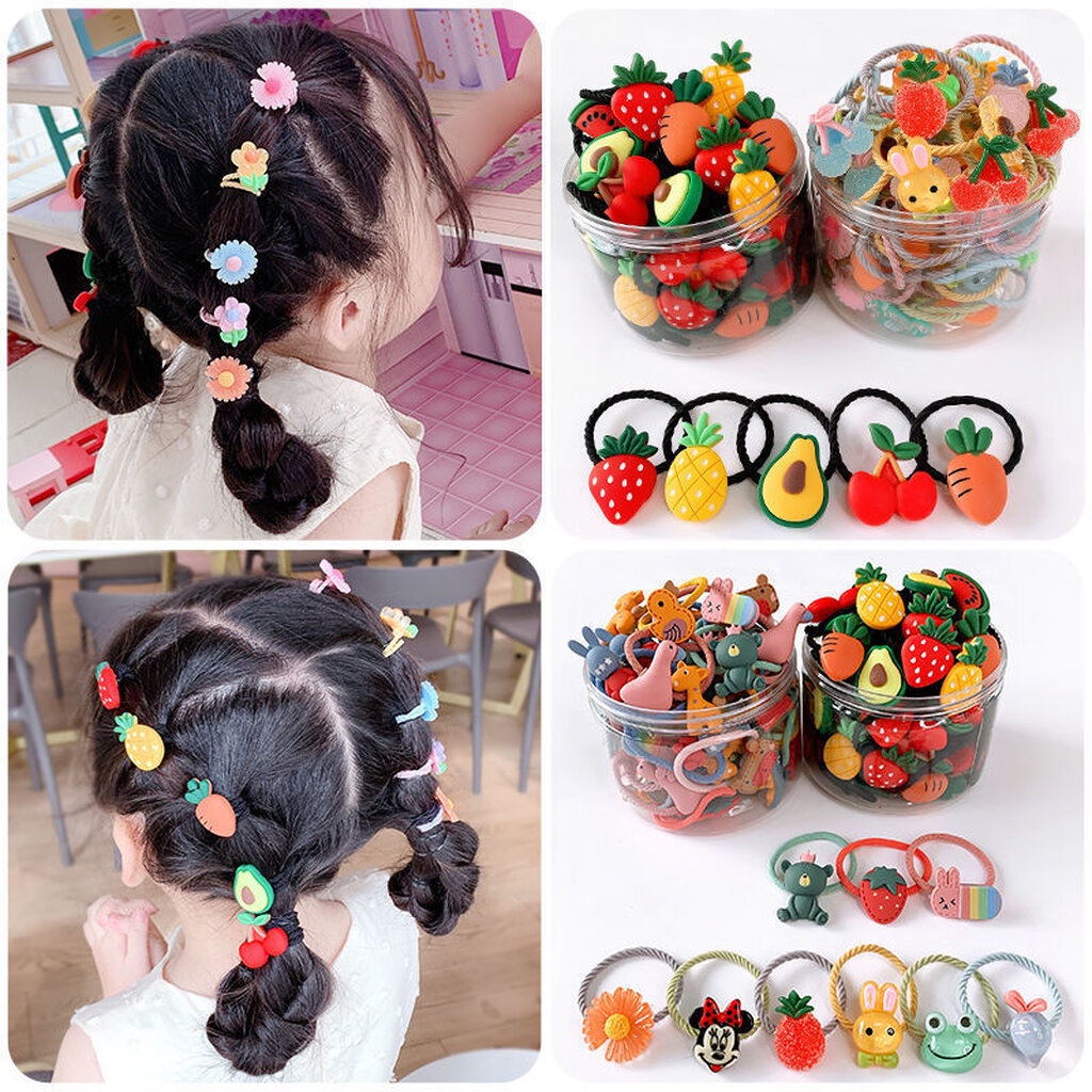 123พร้อม 30 เส้น ยางรัดผม การ์ตูน ลายน่ารัก พร้อมกระปุก