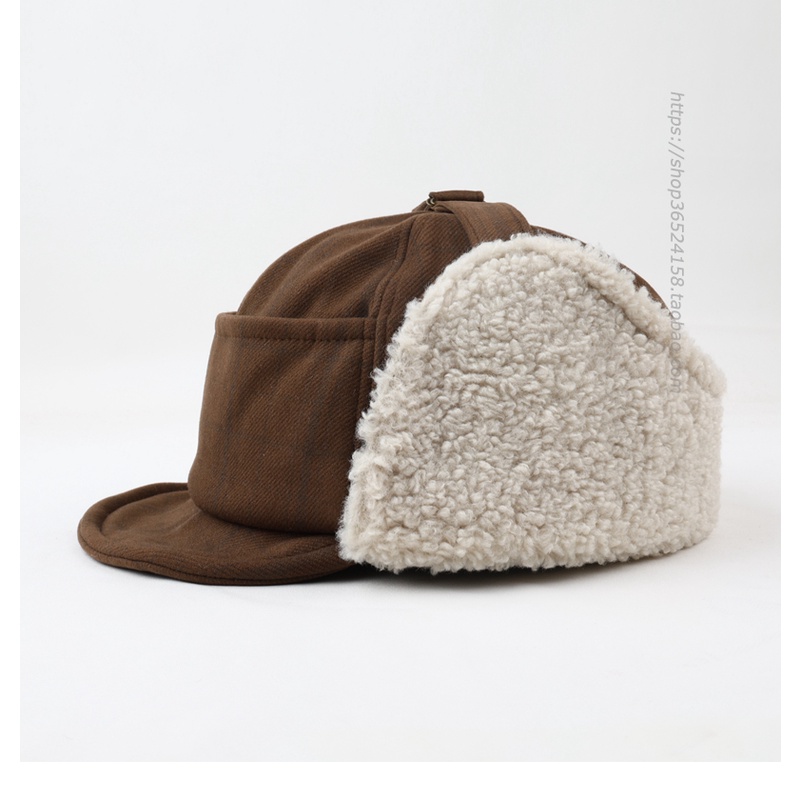 หมวกขนแกะ ป้องกันหู ให้ความอบอุ่น เหมาะกับฤดูใบไม้ร่วง และฤดูหนาว สําหรับผู้ชาย และผู้หญิง เล่นสกี - รูปที่ 4