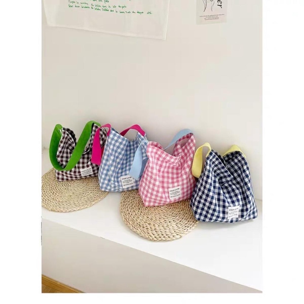 INS สไตล์ฮอต สไตล์เกาหลี กระเป๋าถือ กระเป๋าสะพาย ผ้าลูกฟูก พิมพ์ลาย เหมาะกับหลากหลายสไตล์ พร้อมส่ง.