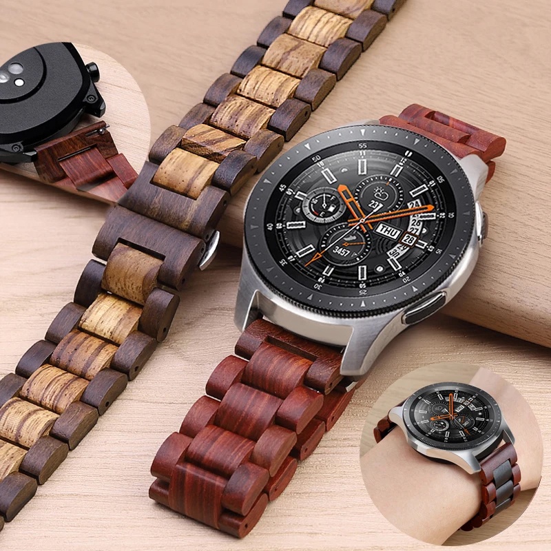 สายนาฬิกาข้อมือไม้ 20 มม. 22 มม. แบบเปลี่ยน สําหรับ huawei Watch GT4 GT3 GT2 46 pro samsung Watch 3 41 45 มม.