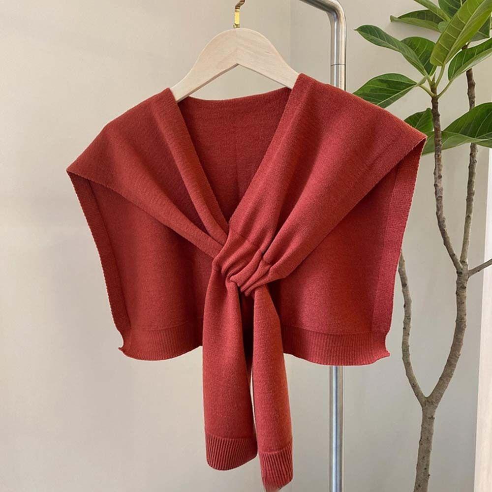 Ahour ผ้าพันคอ ผ้าคลุมไหล่ ผ้าวูลถัก กันแดด สีพื้น หรูหรา สําหรับผู้หญิง - รูปที่ 3