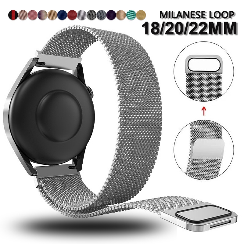 Milanese Loop สายนาฬิกาข้อมือสเตนเลส 18 มม. 20 มม. 22 มม. ปลดไว สไตล์นักธุรกิจ สําหรับผู้ชาย และผู้หญิง