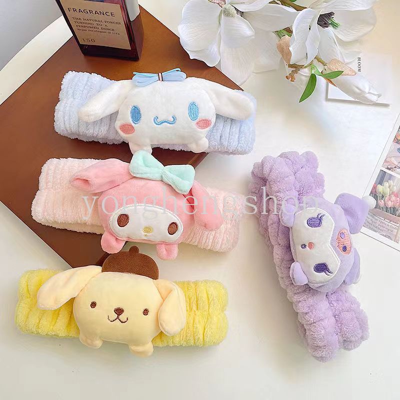 ที่คาดผม ผ้ากํามะหยี่ขนนิ่ม กันลื่น ลายการ์ตูน Sanrio Kuromi Melody Cinnamoroll น่ารัก เครื่องประดับ สําหรับผู้หญิง