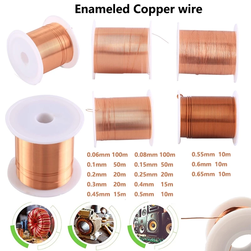 0.04mm-1.3mm Copper Lacquer Wire Cable Copper Wire Magnet Enameled Copper Winding Coil Wire