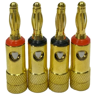 [ 1ชุด/4ตัว ] BNN-014-GL ปลั๊กบานาน่าเครื่องเสียง ตัวผู้ Male ∅4 mm ชุบทอง gold Banana Plug Audio Grade ปลั๊กกล้วย ชุ...